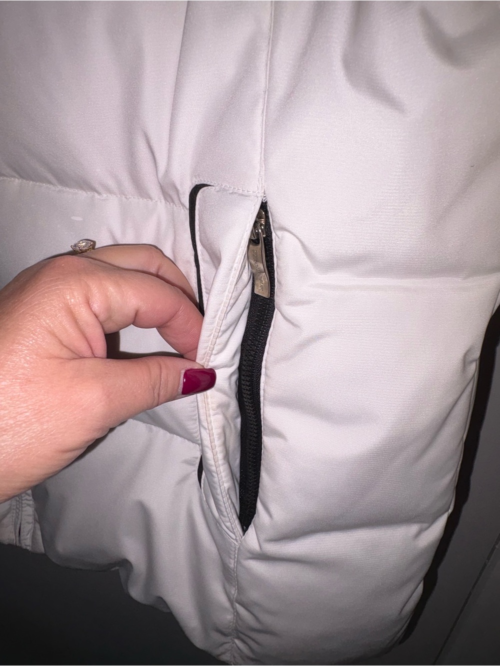 ZeroXposur White Puffer Jacket with Pink Stripe Accents - Picture 5 of 12